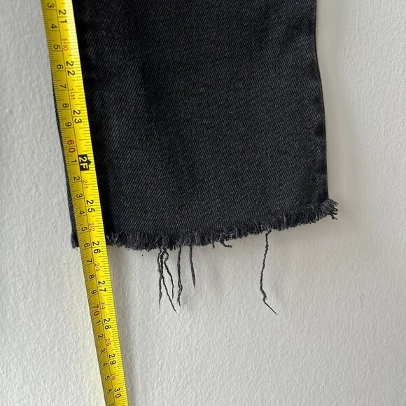 Madewell Cali Demi-Boot Jeans Black Wash Denim Raw Hem Size 26 Womens - Picture 9 of 9